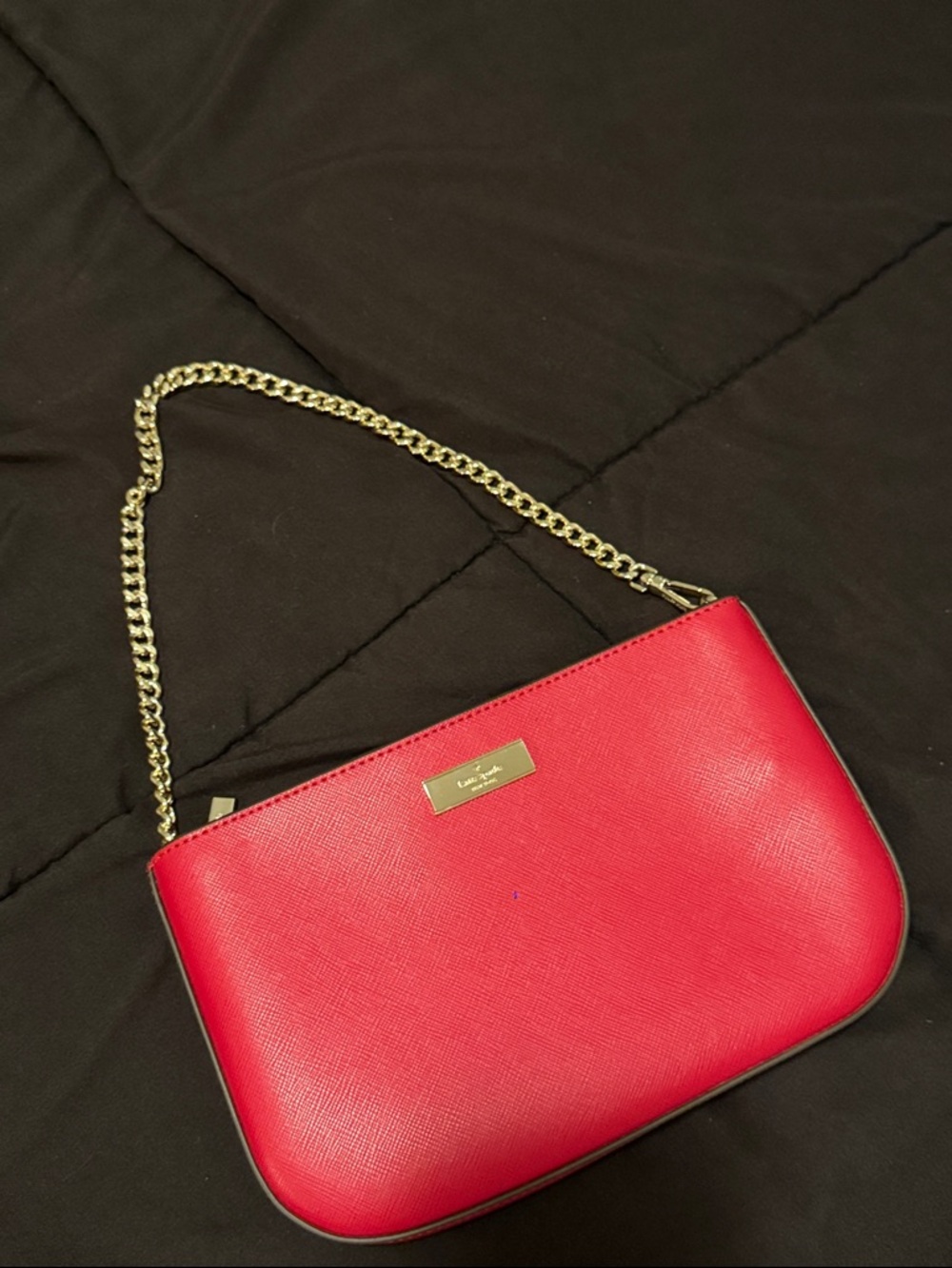 kate spade Red Leather Crossbody with Gold Chain Strap